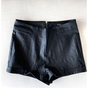 Faux Leather, Black Shorts